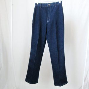 VINTAGE 80s Ultra High Waist Denver Jeans Quality Denim/ Dark Blue Wash- 25"